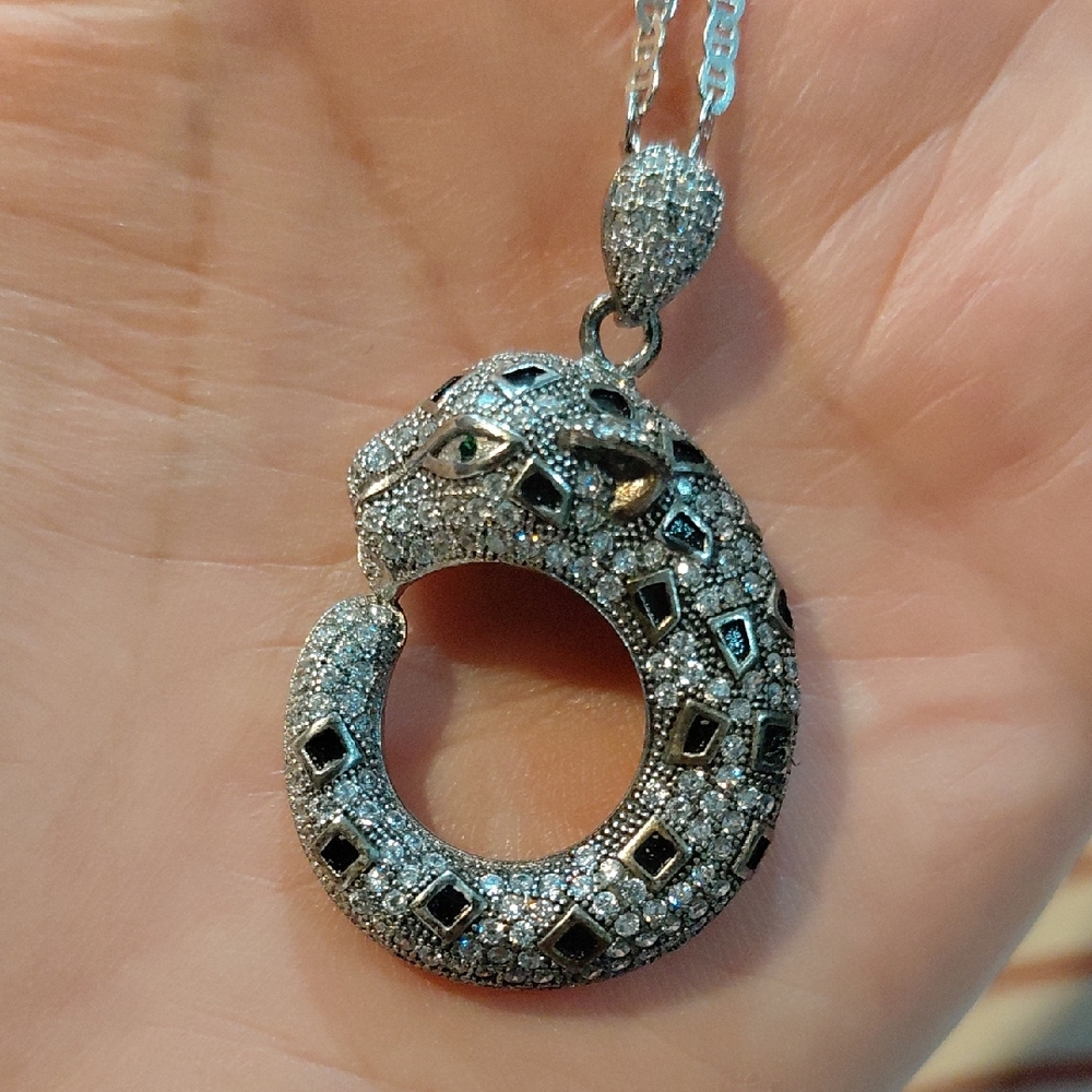 Silver 925 Elegant Panther Pendant Necklace